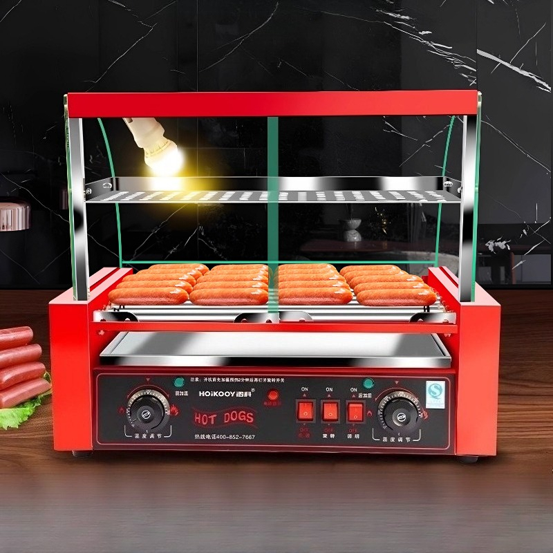상업용 7튜브 소시지 그릴 기계 1050W 이중 온도  - Hot Dog Press 리뷰 및 가격