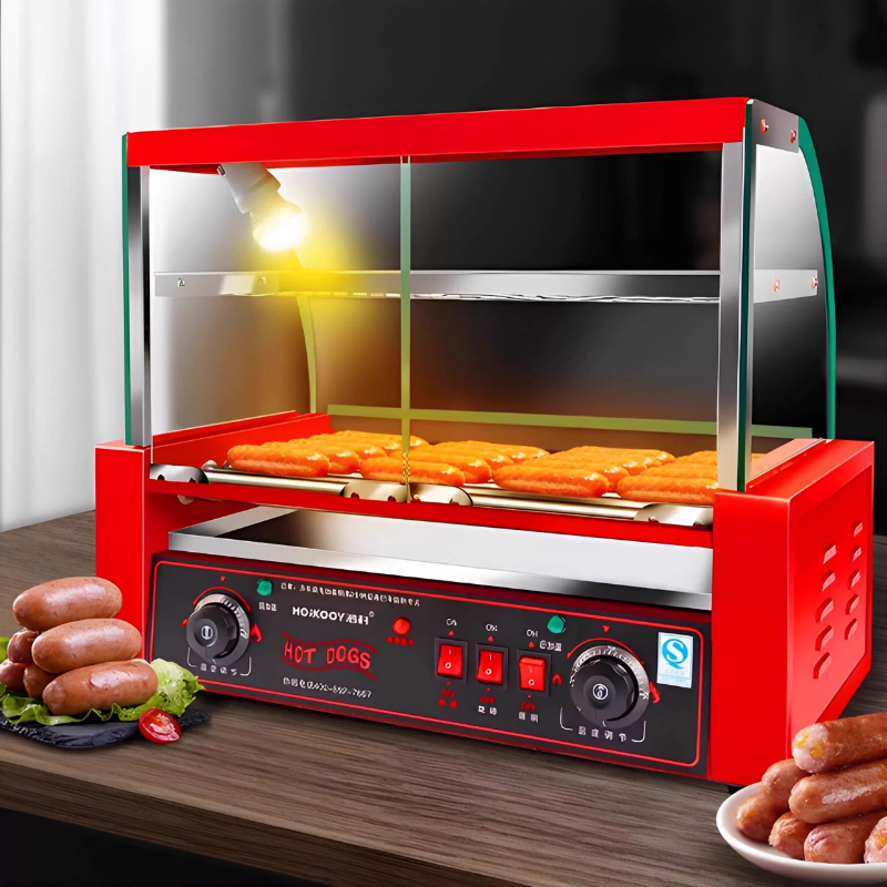 상업용 7튜브 소시지 그릴 기계 1050W 이중 온도  - Hot Dog Press 리뷰 및 가격